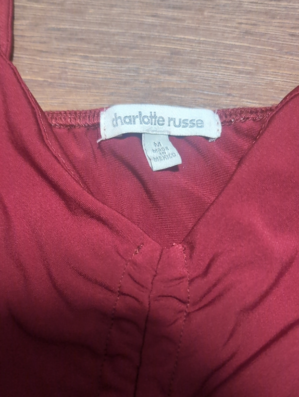 Charlotte Russe V-Neck Ruched Burgundy Dress